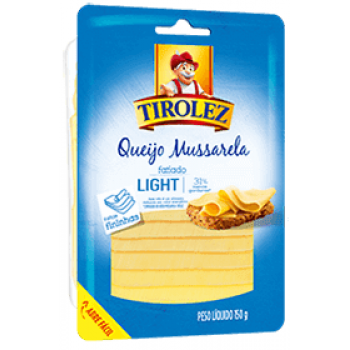 QUEIJO MUÇARELA TIROLEZ FATIADO LIGHT 150G