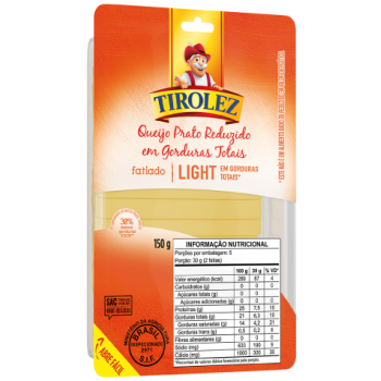 QUEIJO PRATO TIROLEZ LIGHT FATIADO 150G