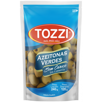 AZEITONA VERDE TOZZI SEM CAROÇO SACHE 120G