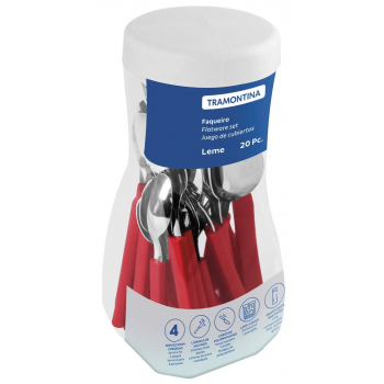 FAQUEIRO TRAMONTINA LEME VERMELHO POTE 20 PCS FAQUEIRO TRAMONTINA LEME VERMELHO POTE 20 PCS