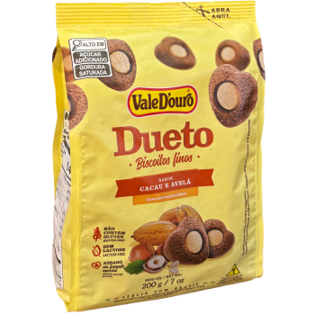 BISCOITO VALEDOURO FINOS CACAU E AVELÃ 200 GR
