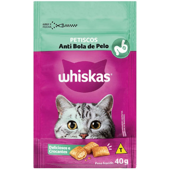 PETISCOS WHISKAS ANTI BOLA DE PELO SACHE 40G
