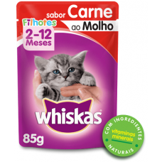 RAÇÃO WHISKAS FILHOTES CARNE SACHÊ 85G