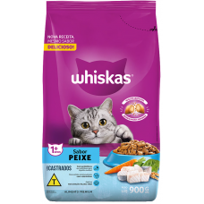 RAÇÃO WHISKAS PEIXE 1 + ANOS 900 GR