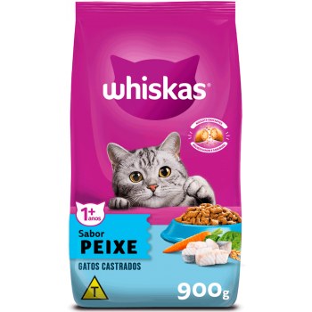 RAÇÃO WHISKAS PEIXE GATOS CASTRADOS 900G